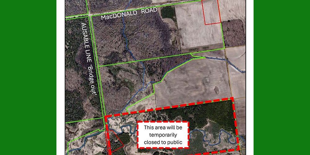 A map showing area of Schroeder Tract temporary closing.